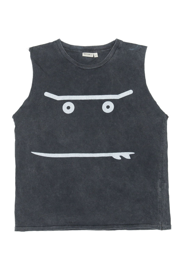 NEW SMILEY TANK TOP CHARCOAL