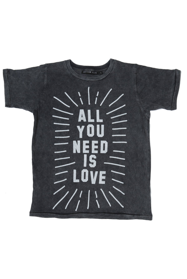 ALL YOU NEED IS LOVE S/S ROUND NECK T CHARCOAL - Nutritionisyou
