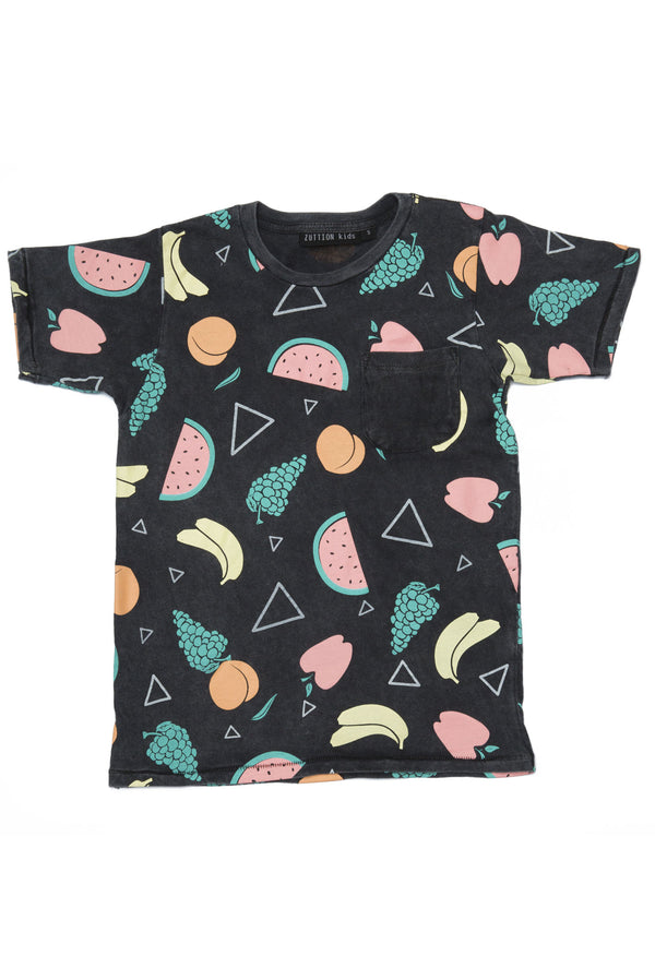 FRUIT SALAD S/S ROUND NECK POCKET T CHARCOAL - Nutritionisyou