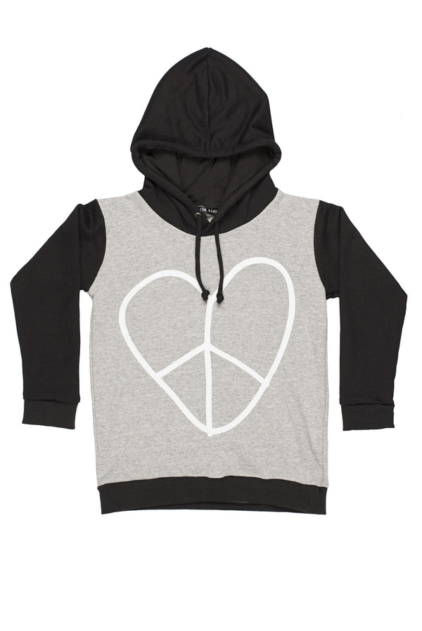 Heart Peace Sweater Hoodie Black/Grey - Nutritionisyou