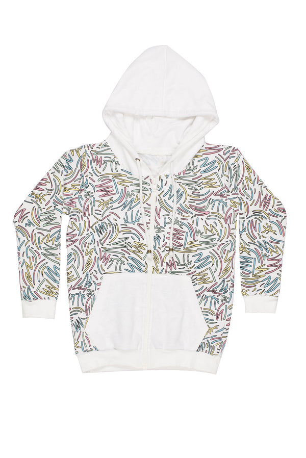Squiggle Zip Up Hoodie White/Multi - Nutritionisyou