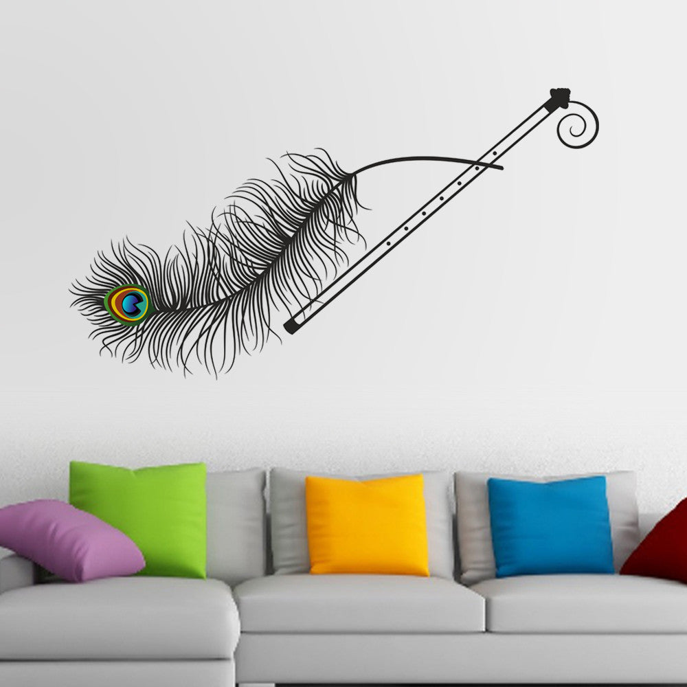 Krishna Flute and Peacock Feather - Wall Stickers/Wall Decals ...