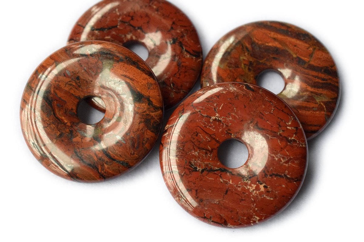 50mm Natural Gemstone Jasper Sea Sediment Bronzite Round Donut Pendant Beads 