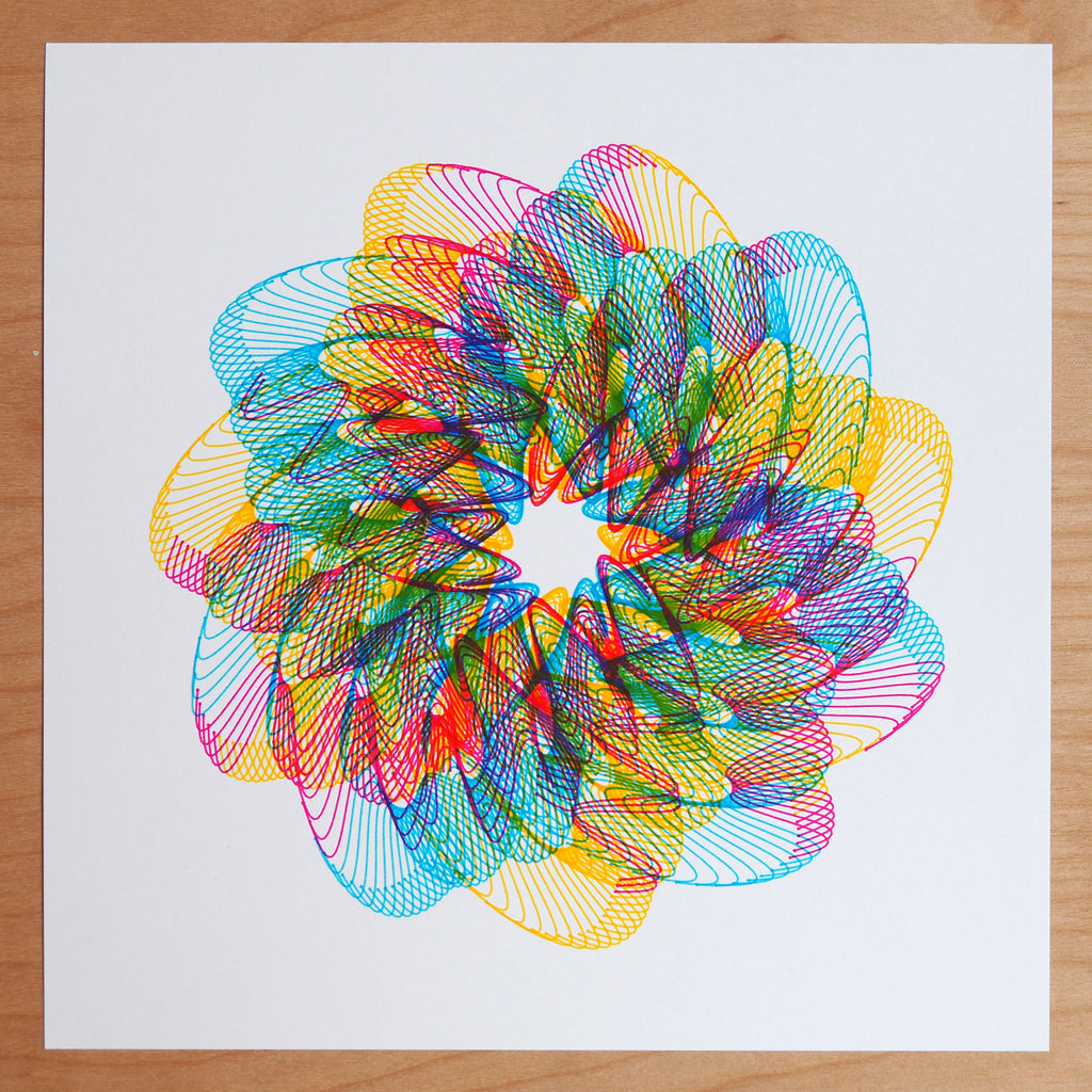 generative spirograph art pen plotted with axidraw by michelle chandra of dirt alley design