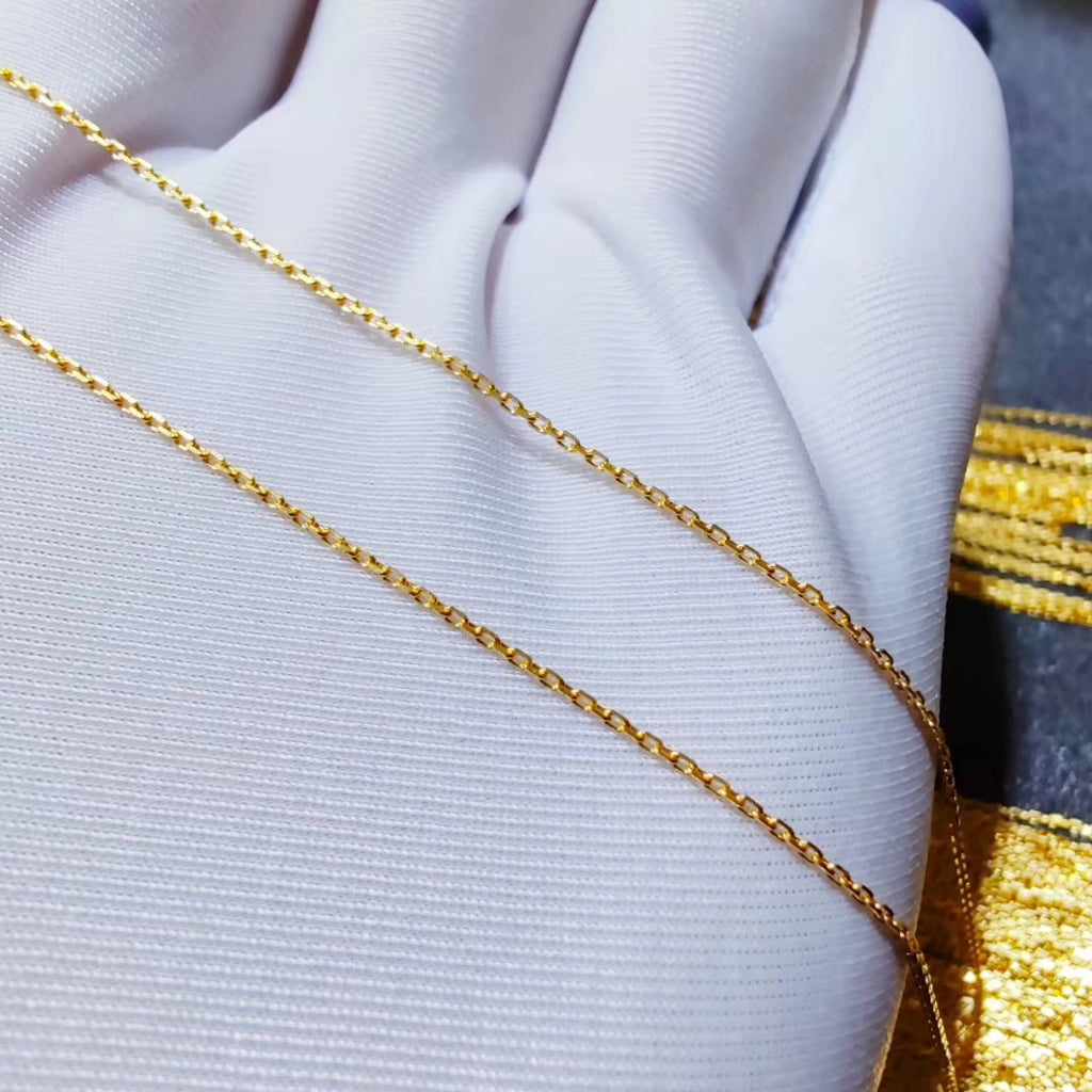 solid gold simple w chain necklace 硬金精品卡地细链项链