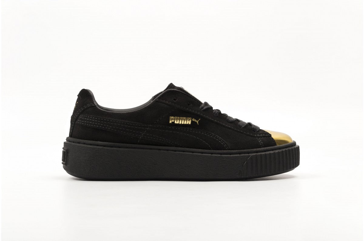 puma suede platform black gold