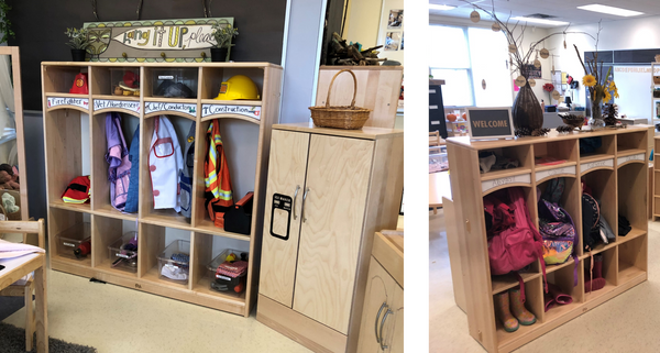 Community playthings cubbies from Louise Kool and Galt in a Nova Scotia pre-school classroom.