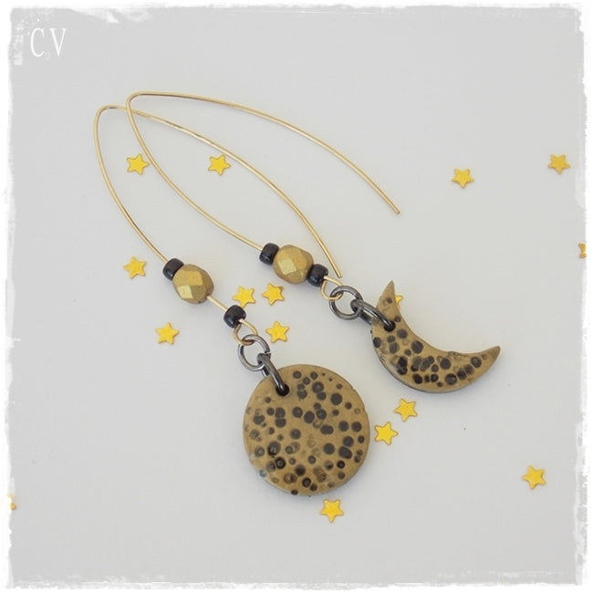 MOON PHASE COLLECTION bold polymer clay polymer clay earrings handmade statement handmade earrings jewelry earrings