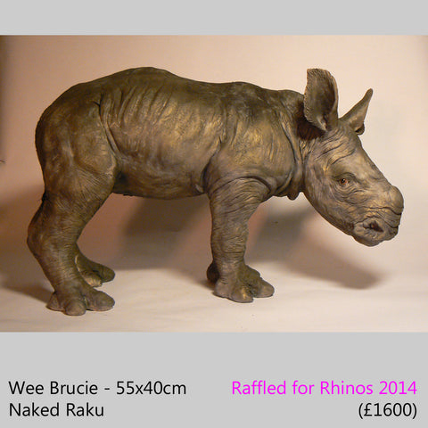 large Rhino Sculpture, baby rhino, white rhino calf sculpture