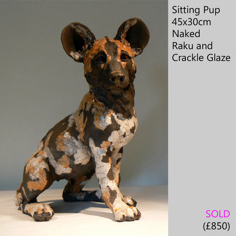 sitting wild dog puppy sculpture