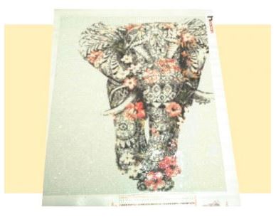 Kit Broderie Diamant "Éléphant Tribal" - toile terminée