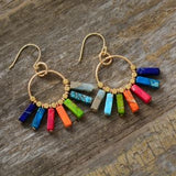 Boucles d'oreilles "7 Chakras" en pierres semi-précieuses