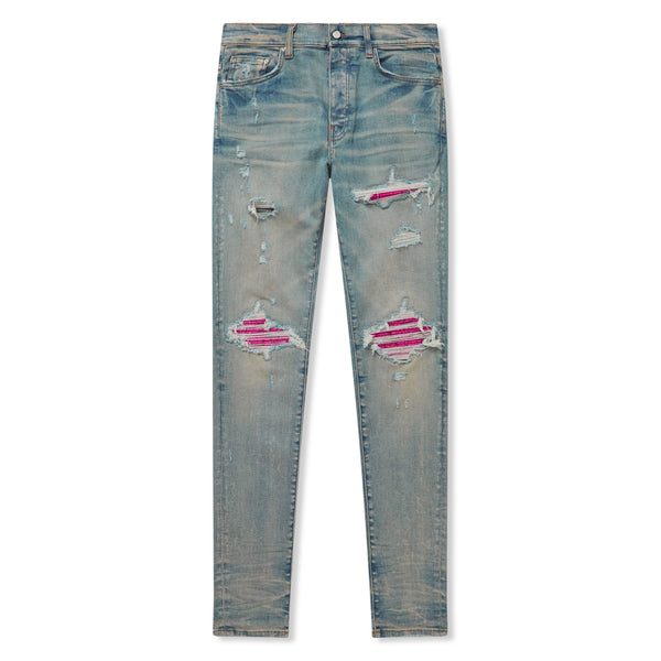| Amiri MX1 Pink Patch Blue Jeans | Calça Jeans Skinny Azul