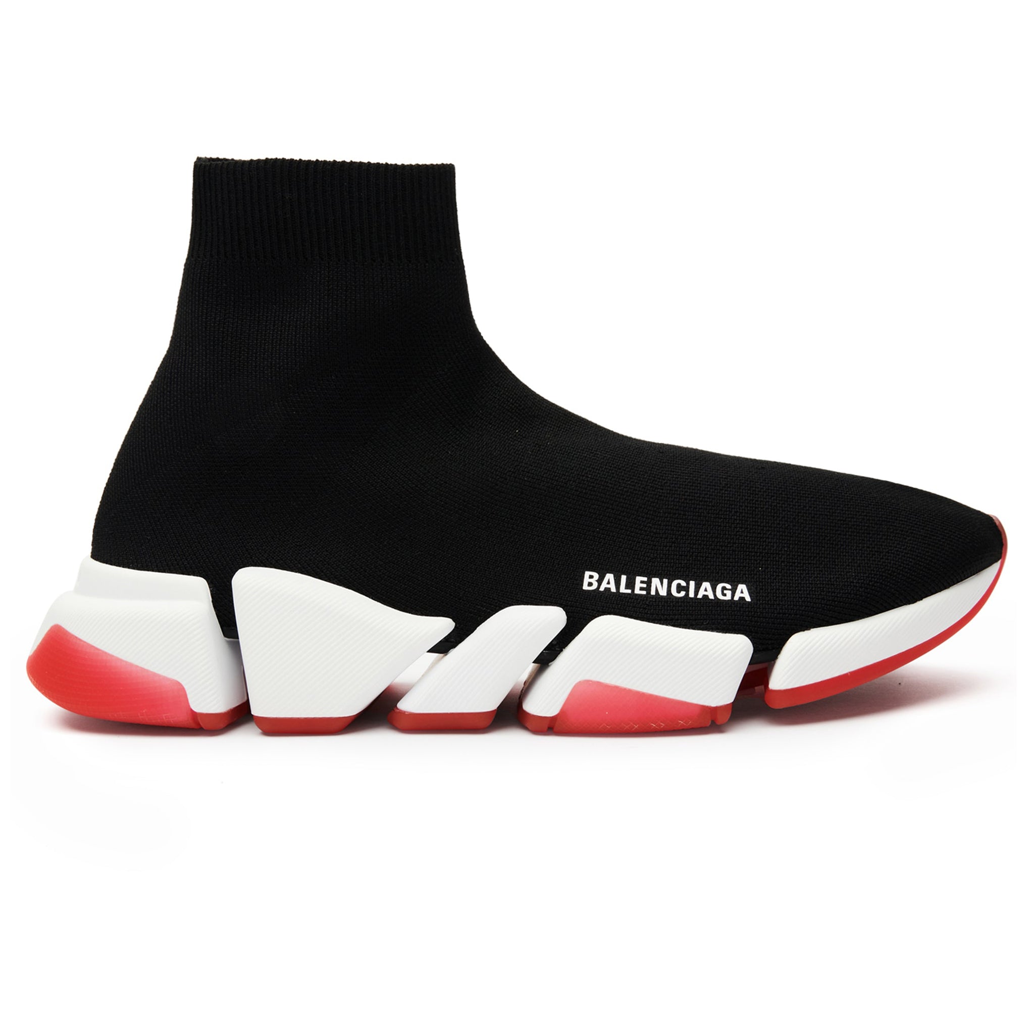 Balenciaga Speed 2.0 Men's Black/White/Red Sock Sneakers New