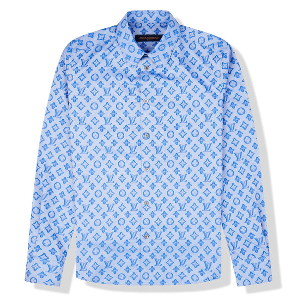 1000$ LOUIS VUITTON Regular Shirt with DNA Collar in Fil Coupè Blue -  Luxgentleman