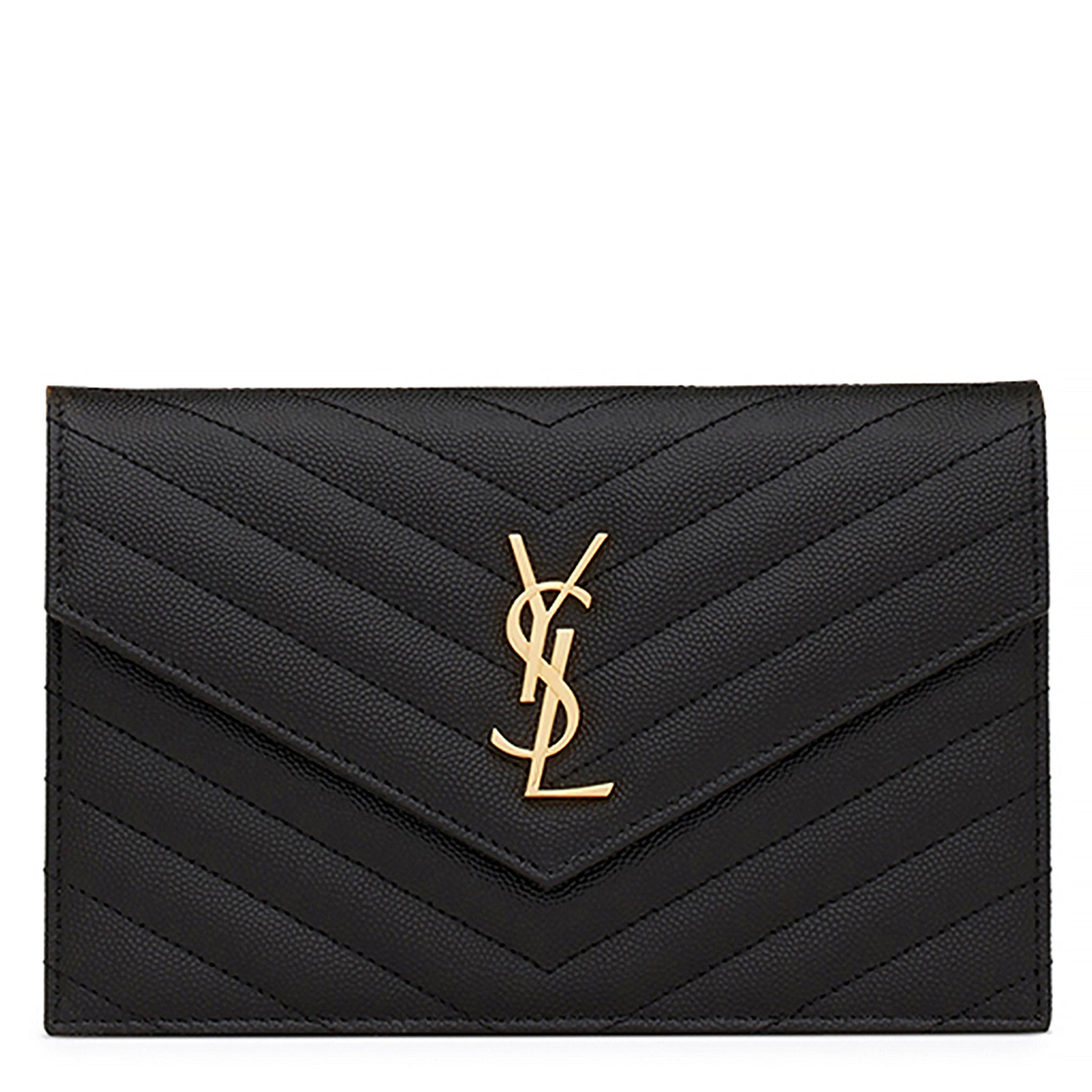 Yves Saint Laurent Cassandre Matelasse Chain Wallet Crossbody Bag Black