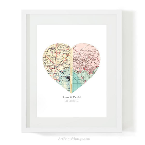 unique valentines day gift with personalized map art