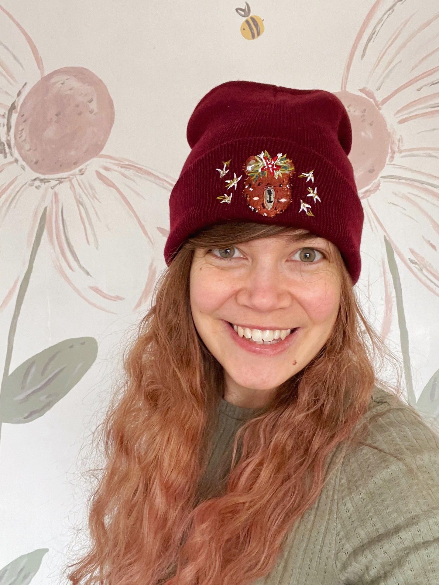 Bear Embroidered Beanie