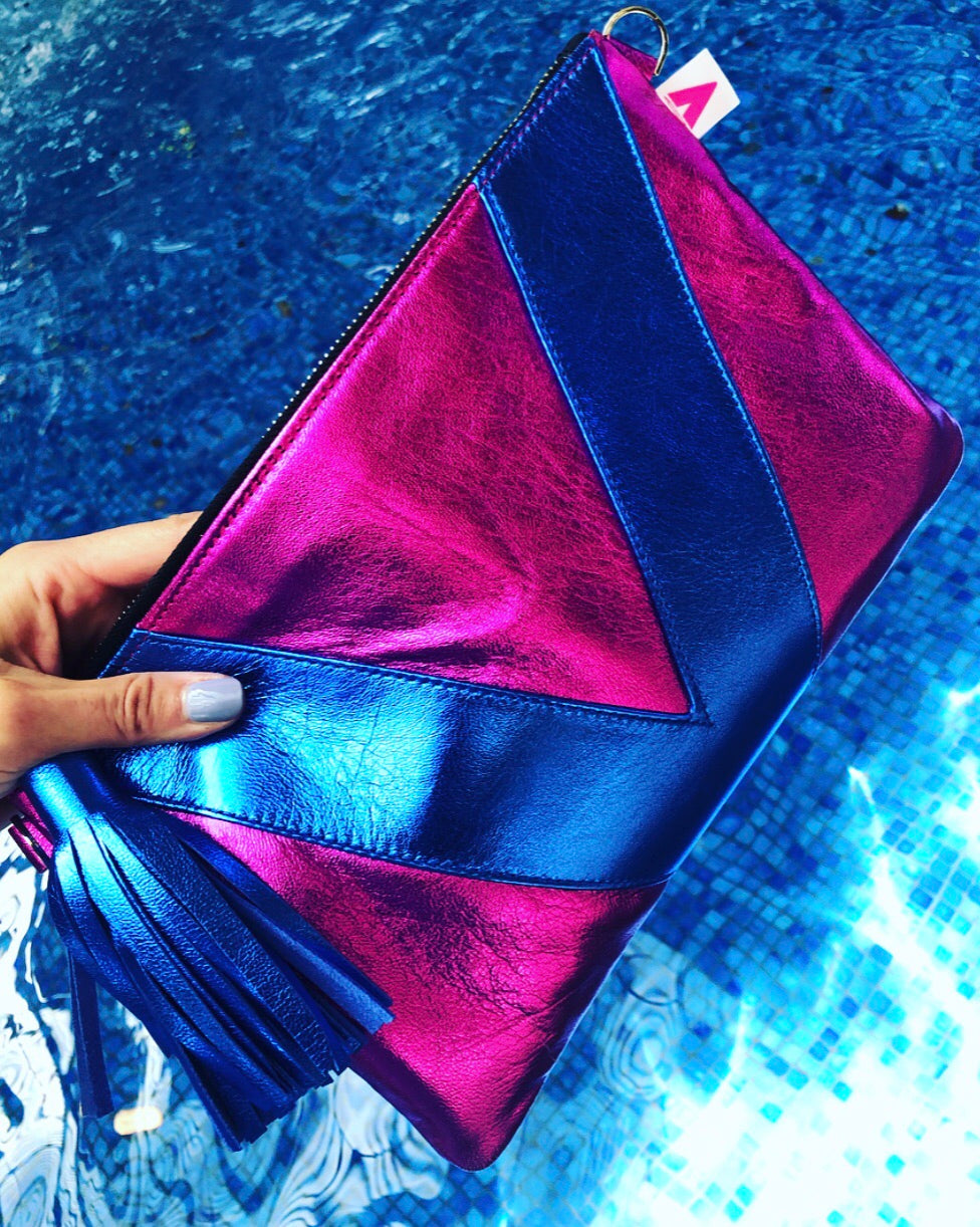 Magenta Metallic and Cobalt Metallic Vienna Clutch/Crossbody