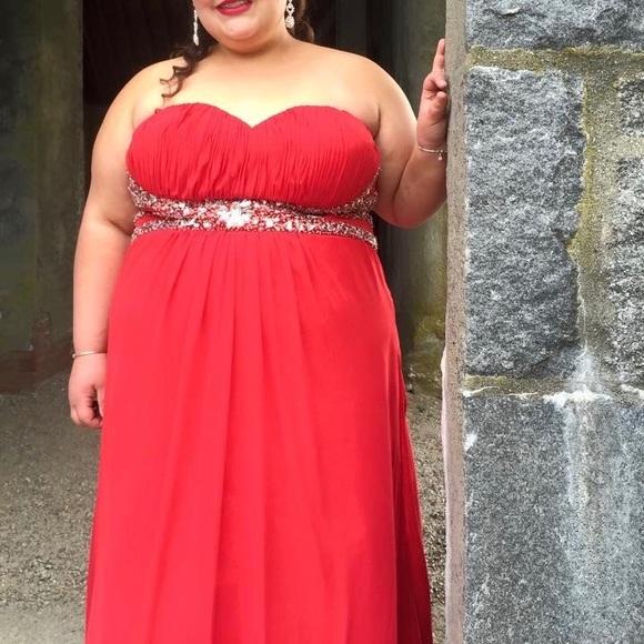 plus size red prom dresses cheap
