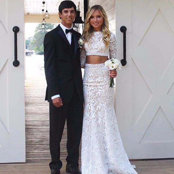 white lace prom dresses 2019
