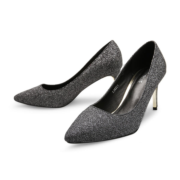 Glitter Shimmered Mid Heel Court Shoes