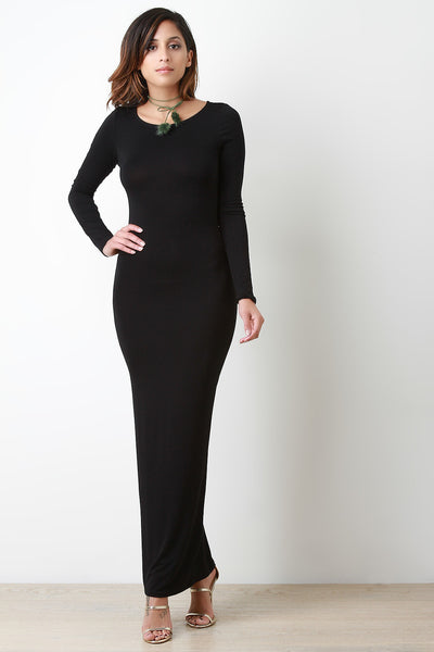 long sleeve jersey knit maxi dress