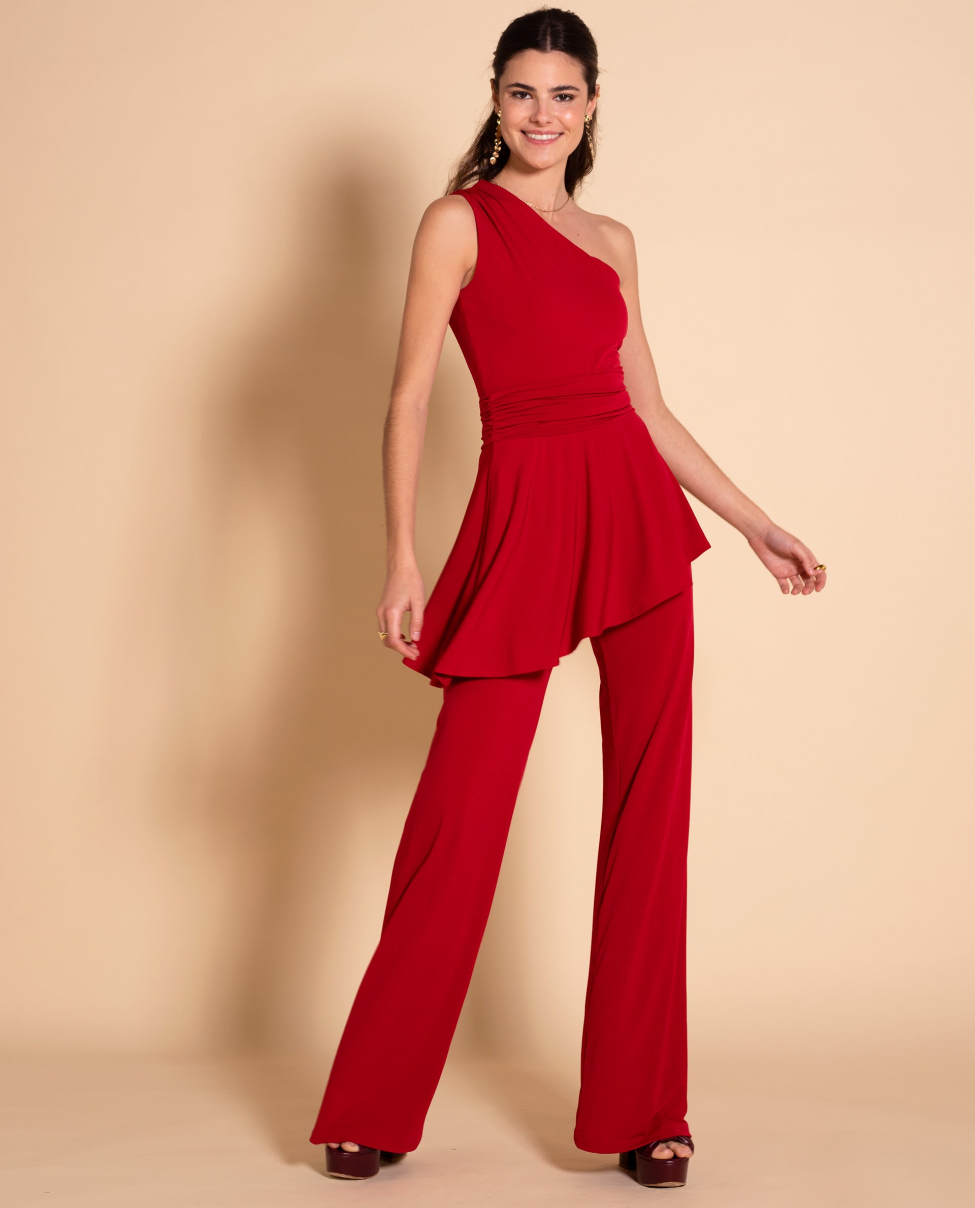 Europe alcohol unused Long Jumpsuit with Red Overskirt | Event Collection THE-ARE