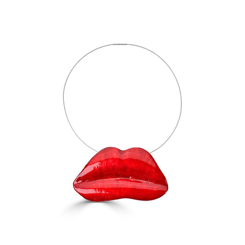 Red Lips Necklace Made of Cast Bronze on IndieFaves