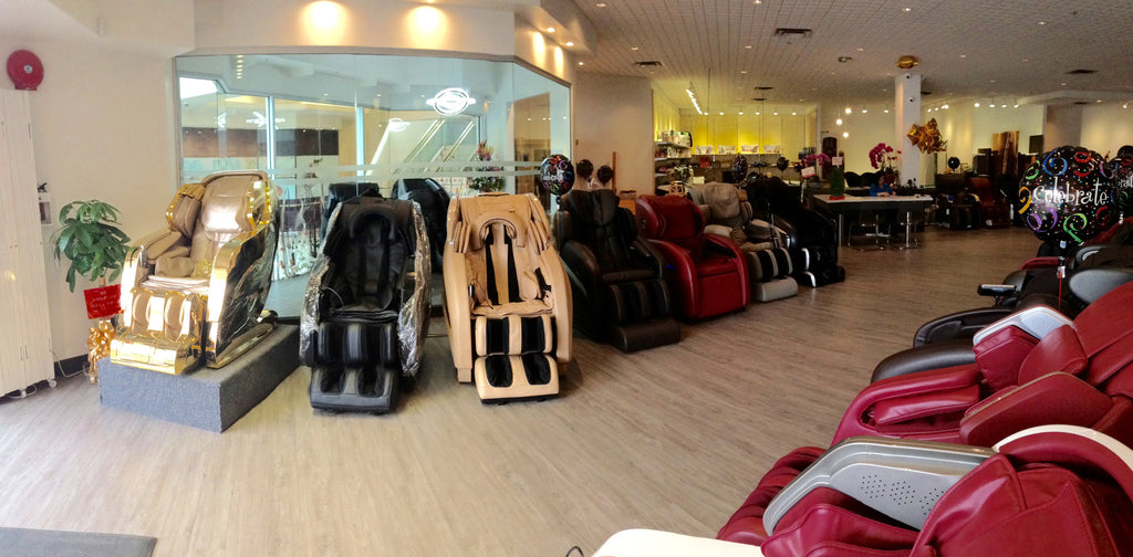 20+ massage chairs on the floor