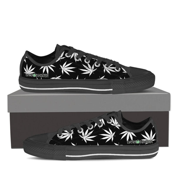 Dank Master black and white low top ganja 420 Apparel weed clothing, marijuana fashion, cannabis shoes, hoodies, pot leaf shirts and hats for stoner men and women.