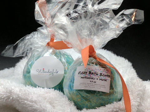 Patchouli and Musk Bath Bomb Fizzie By Wonderful Scents