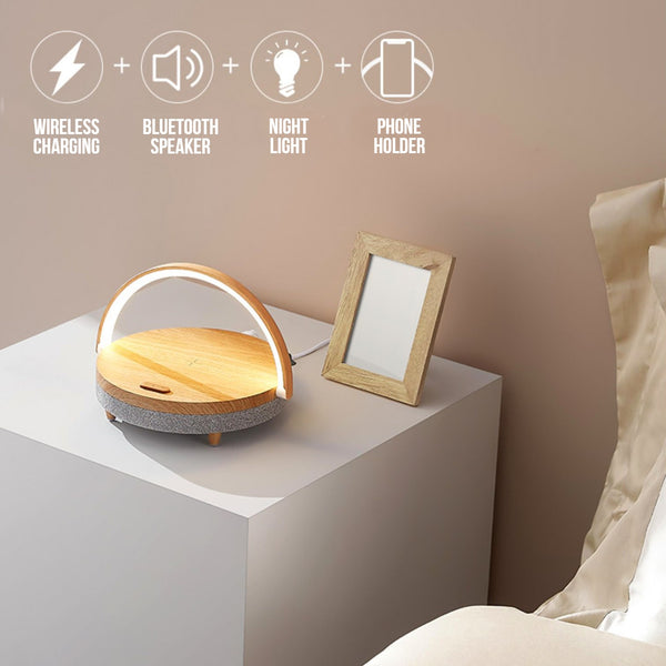 Multifunctional Bedside Table Lamp, with Phone Wireless Charger 