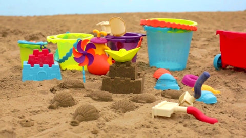 beach toys, sandcastle