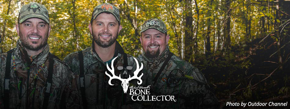 Bone Collector's Michael Waddell, Nick Mundt and Travis "T-Bone" Turner pose for an Outdoor Channel photo shoot advertising their show, "Bone Collector."