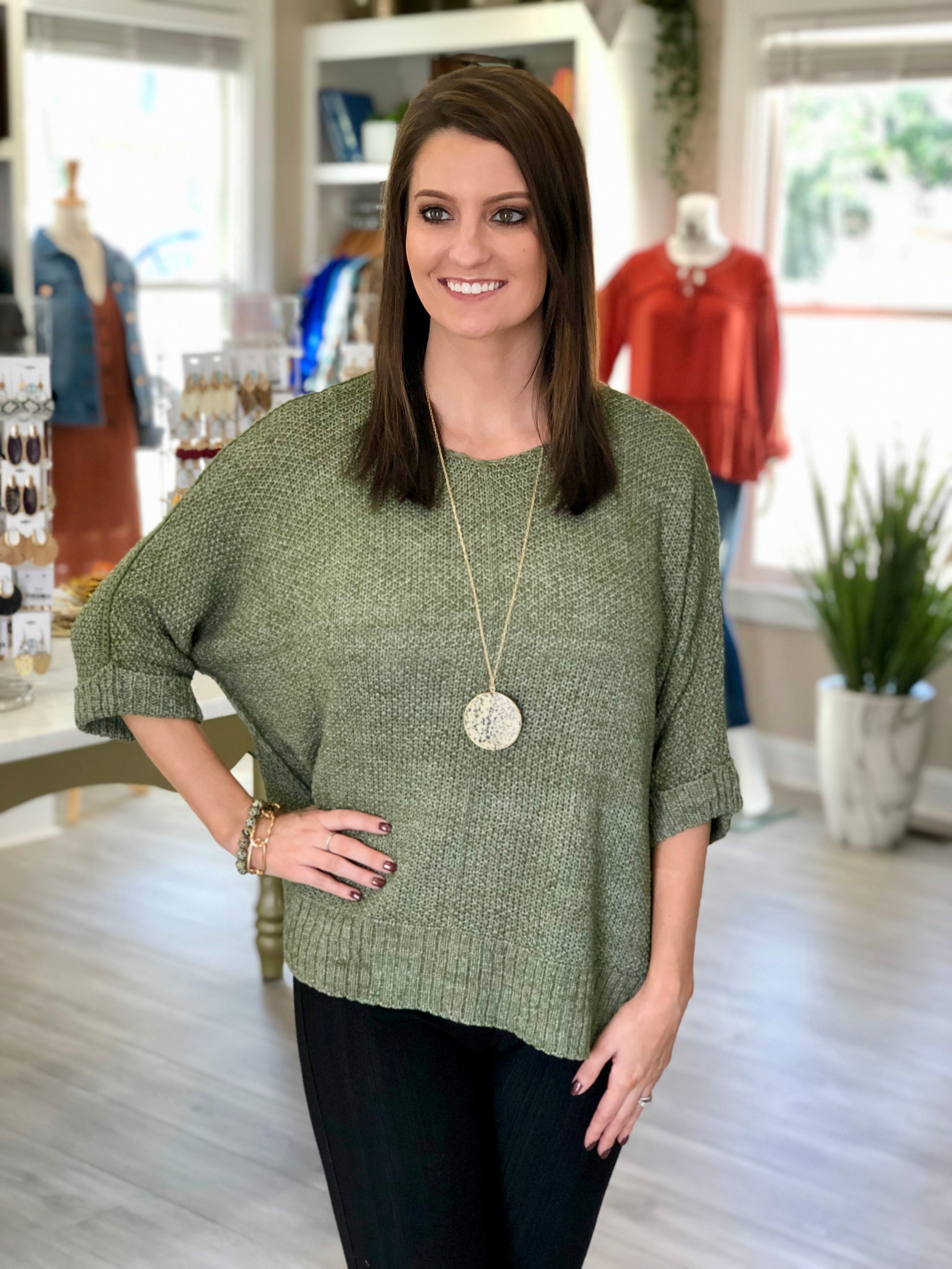 Center Seam Boxy Fit Lightweight Sweater