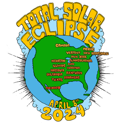 April 8 2024 Total Solar Eclipse shirt design by RadCakes.com with totality path map for sale