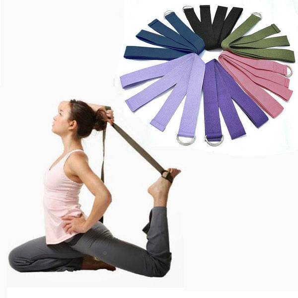 LD_ 183cm Sport Yoga Pilates Stretch Strap D-Ring Belt Gym Waist Leg Fitness E 