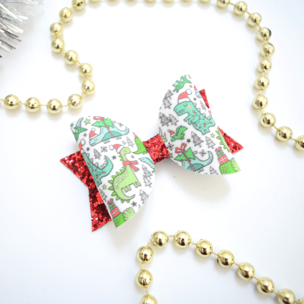 Medium Christmas Dino Bow (1 Left!)