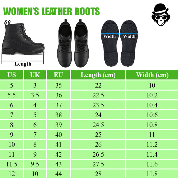 LEATHER BOOTS SIZE CHART FOR WOMEN