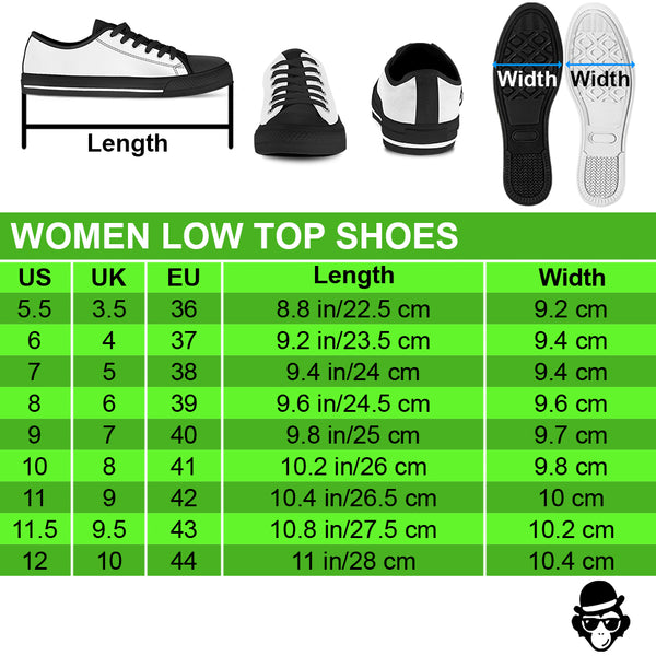 LOW TOP SHOES SIZE CHARTS FOR WOMEN