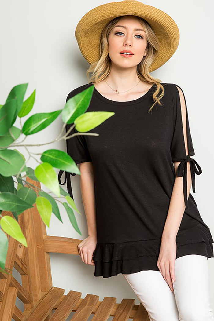 Ariah Cold Shoulder Tunic : Black