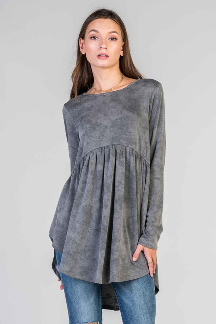 Charlotte Mineral Washed Top : Charcoal