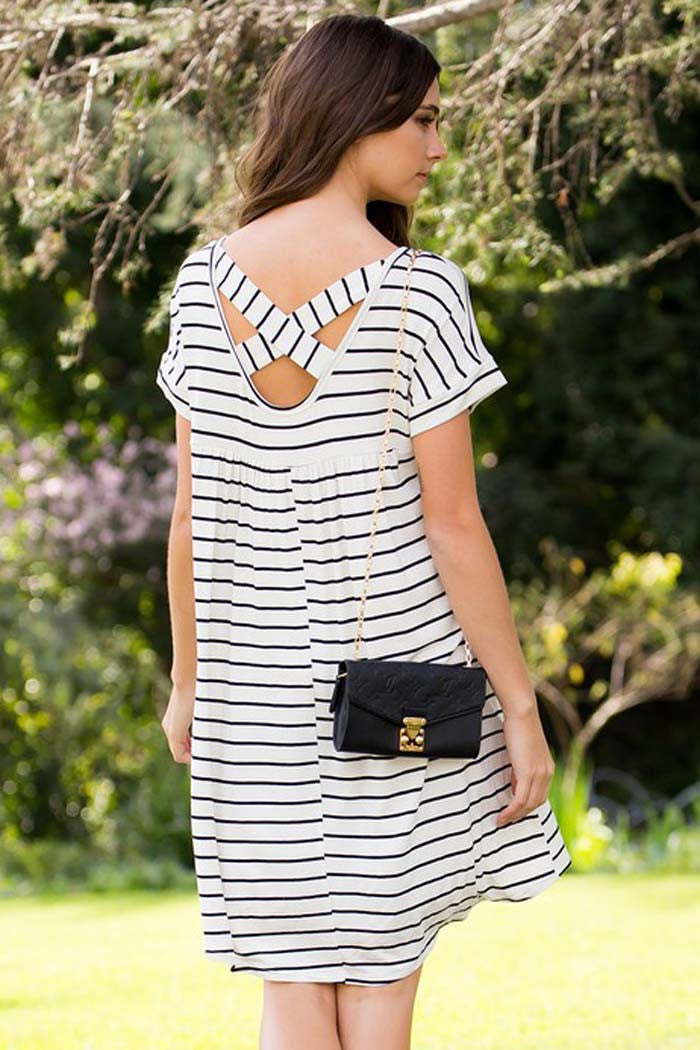 Stripe Midi Dress : Ivory/Black
