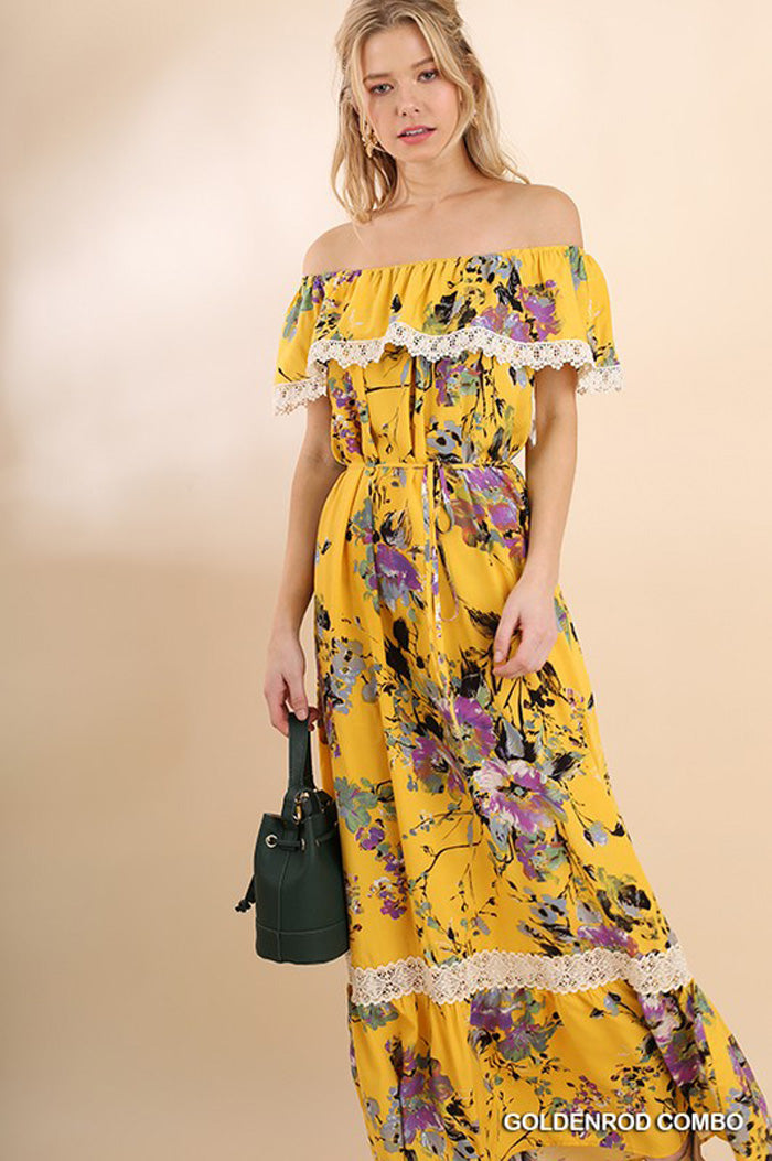 Kate Off Shoulder Maxi Dress : Goldenrod