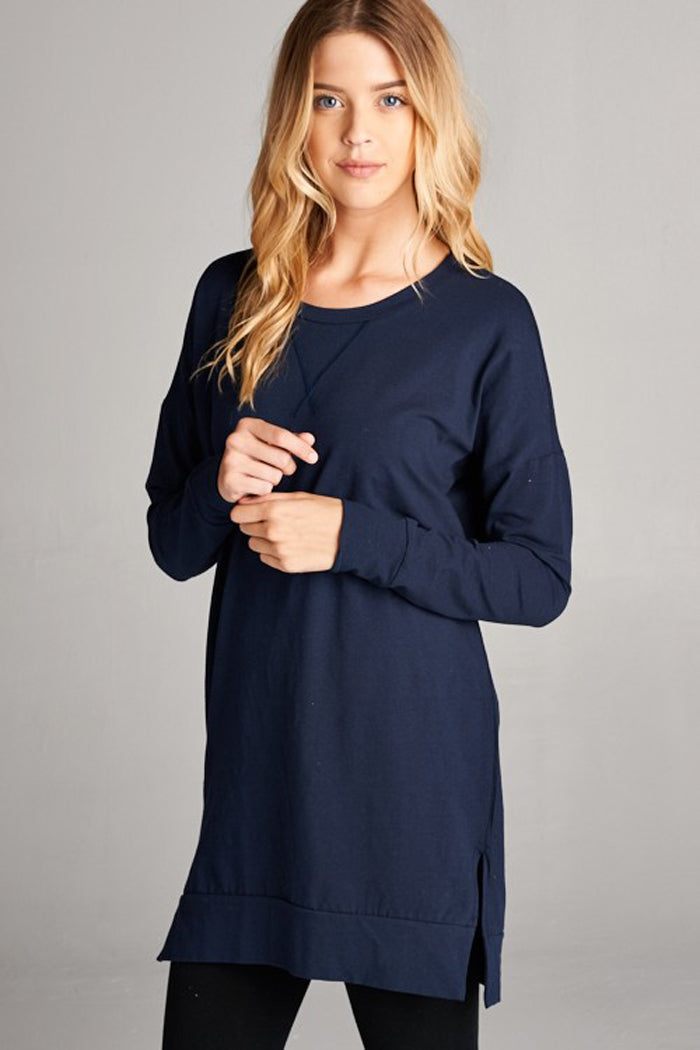 Essential Solid Tunic Top : Navy
