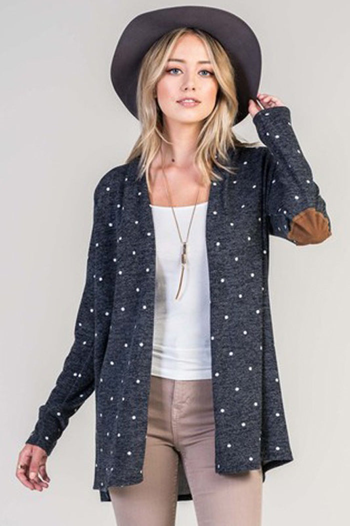 Polka Dot Sweater Cardigan - Navy