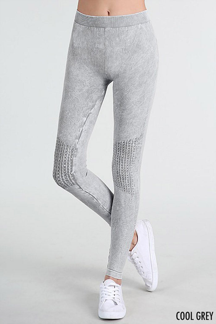 Vintage Knee Long Leggings : Cool grey
