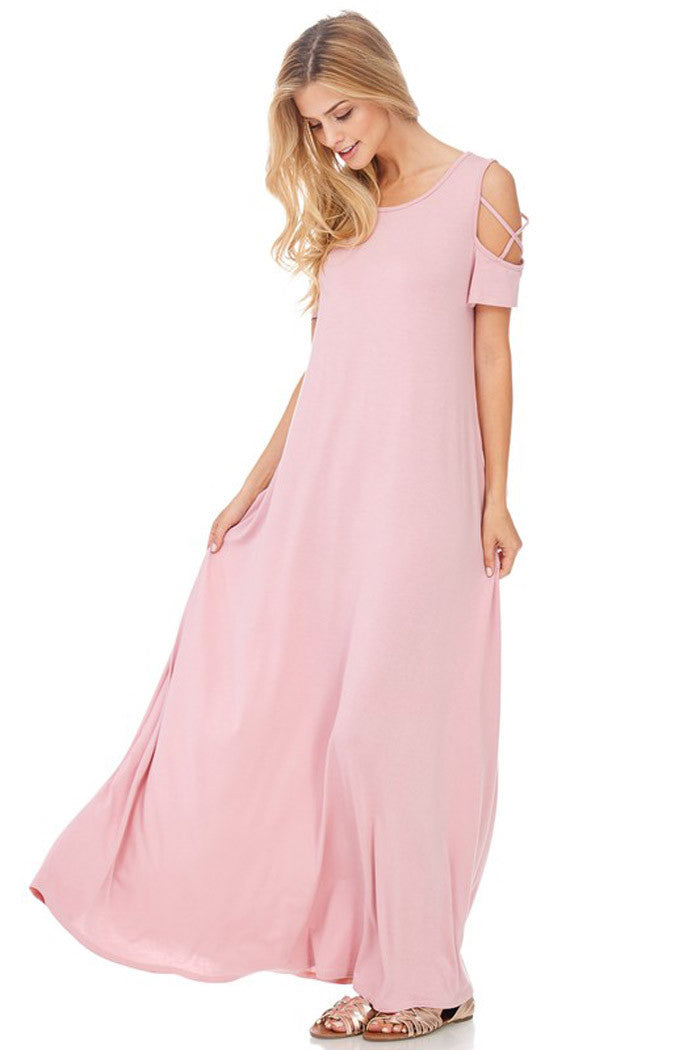 Flowy Silhouette Maxi Dress : Rose