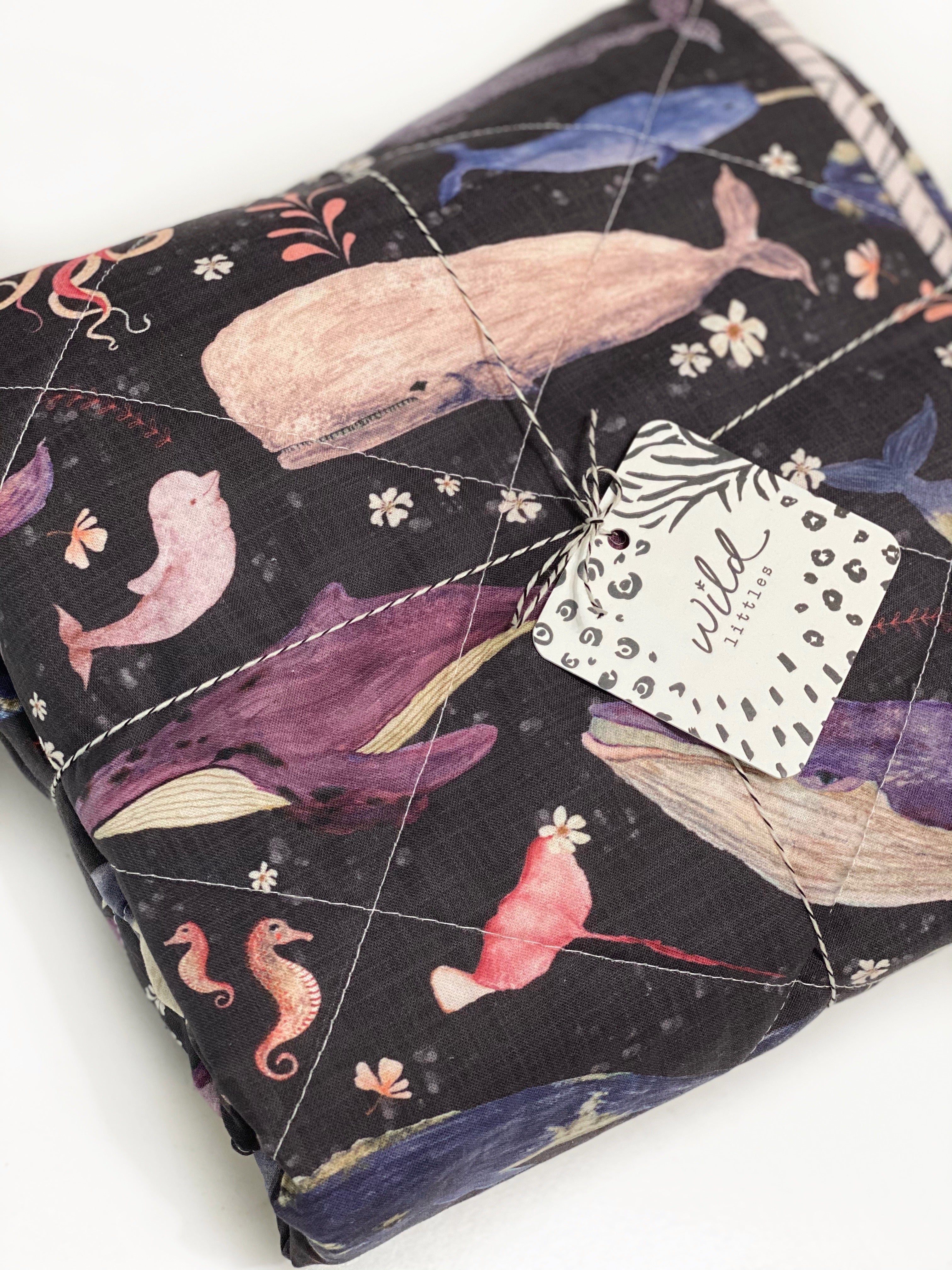 Just You + Me and the Big Blue Sea Sapphire Wholecloth Quilt - Made to Order | Wild Littles